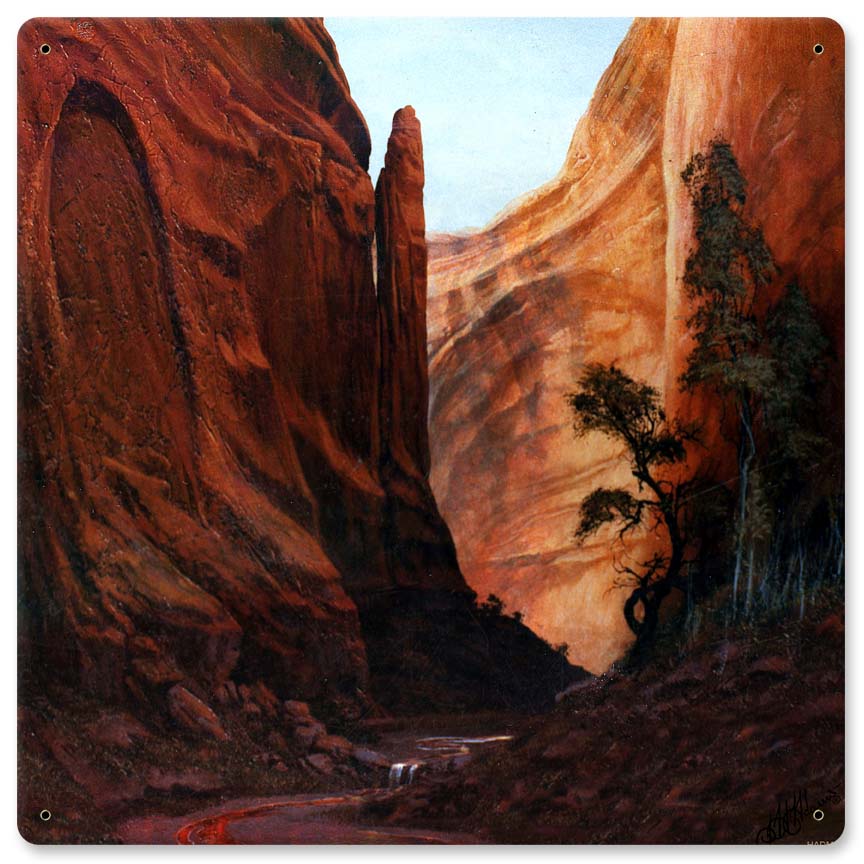 In the Narrows Vintage Sign, Automotive, Metal Sign, Wall Art, 12 X 12 Inches
