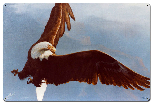 Bald Eagle Vintage Sign, Automotive, Metal Sign, Wall Art, 18 X 12 Inches