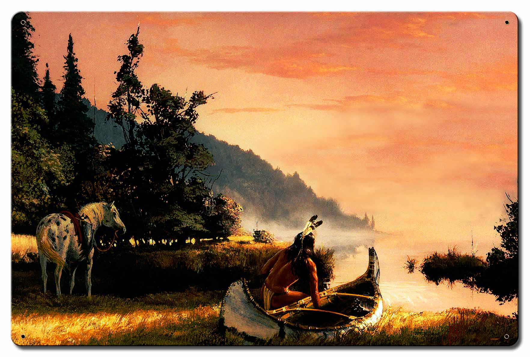 Hunters Return Vintage Sign, Barn and Country, Metal Sign, Wall Art, 24 X 16 Inches