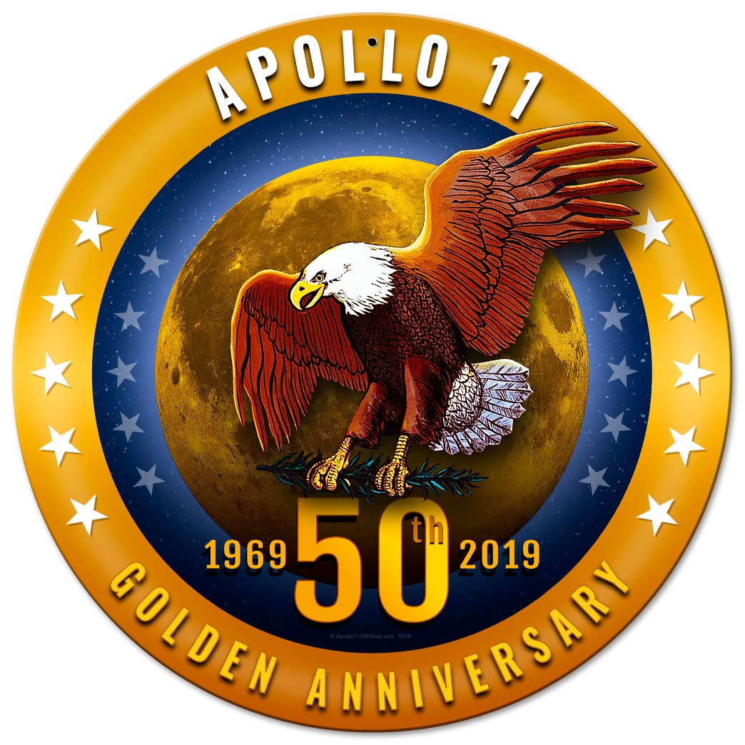 APOLLO 11 50TH ANNIVERSARY GOLDEN Vintage Sign, Aviation, Metal Sign, Wall Art, 14 X 14 Inches