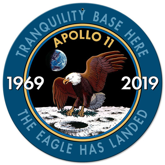 Apollo 11 50th Anniversary Mission Insignia Metal Sign Vintage Sign, Aviation, Metal Sign, Wall Art, 14 X 14 Inches