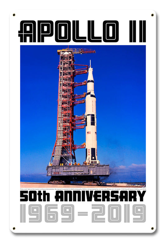 Apollo 11 50th Anniversary Saturn V Metal Sign Vintage Sign, Aviation, Metal Sign, Wall Art, 12 X 18 Inches
