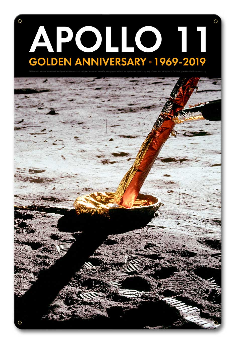 Apollo 11 50th Anniversary Lunar Module Strut and Footpad Black Metal Sign Vintage Sign, Aviation, Metal Sign, Wall Art, 12 X 18 Inches