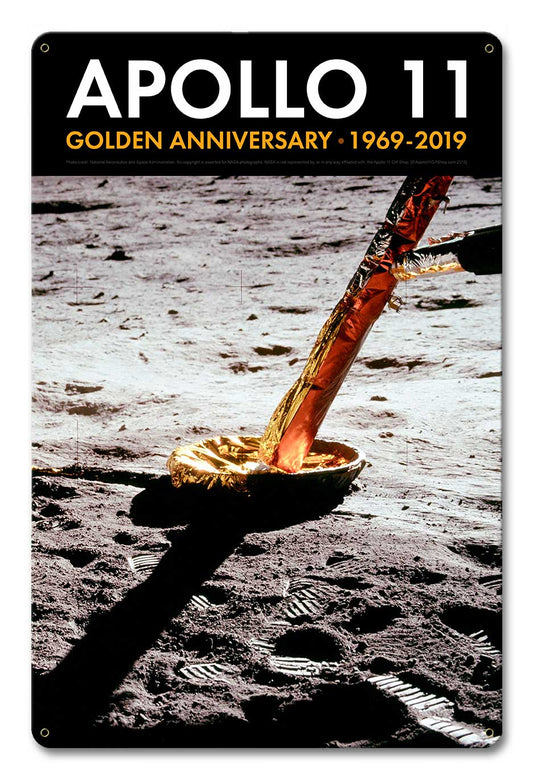 Apollo 11 50th Anniversary Lunar Module Strut and Footpad Black Metal Sign Vintage Sign, Aviation, Metal Sign, Wall Art, 12 X 18 Inches