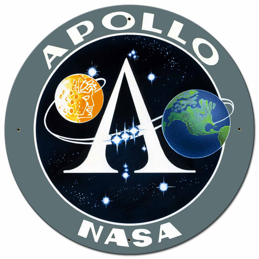 Apollo 11 50th Anniversary Apollo Insignia Black Large Metal Sign Vintage Sign, Aviation, Metal Sign, Wall Art, 28 X 28 Inches