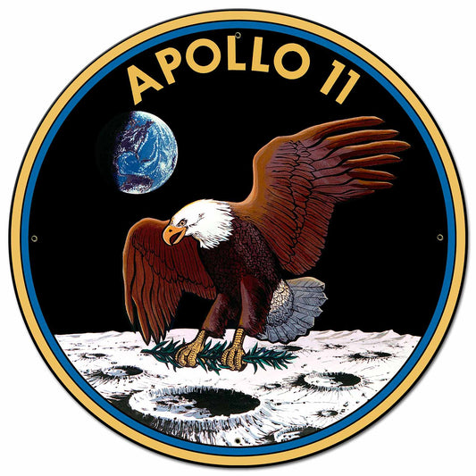 Apollo 11 50th Anniversary Mission Patch Insignia Large Metal Sign Vintage Sign, Aviation, Metal Sign, Wall Art, 28 X 28 Inches