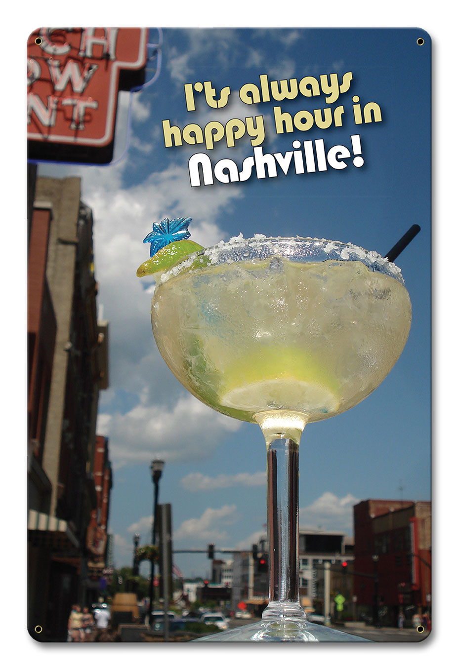 Happy Hour Nashville Vintage Sign, Travel, Metal Sign, Wall Art, 12 X 18 Inches