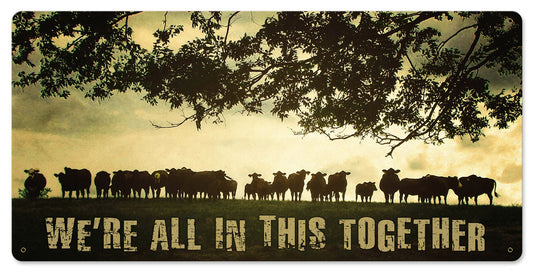 Cows On Hill Vintage Sign, Home & Garden, Metal Sign, Wall Art, 24 X 12 Inches