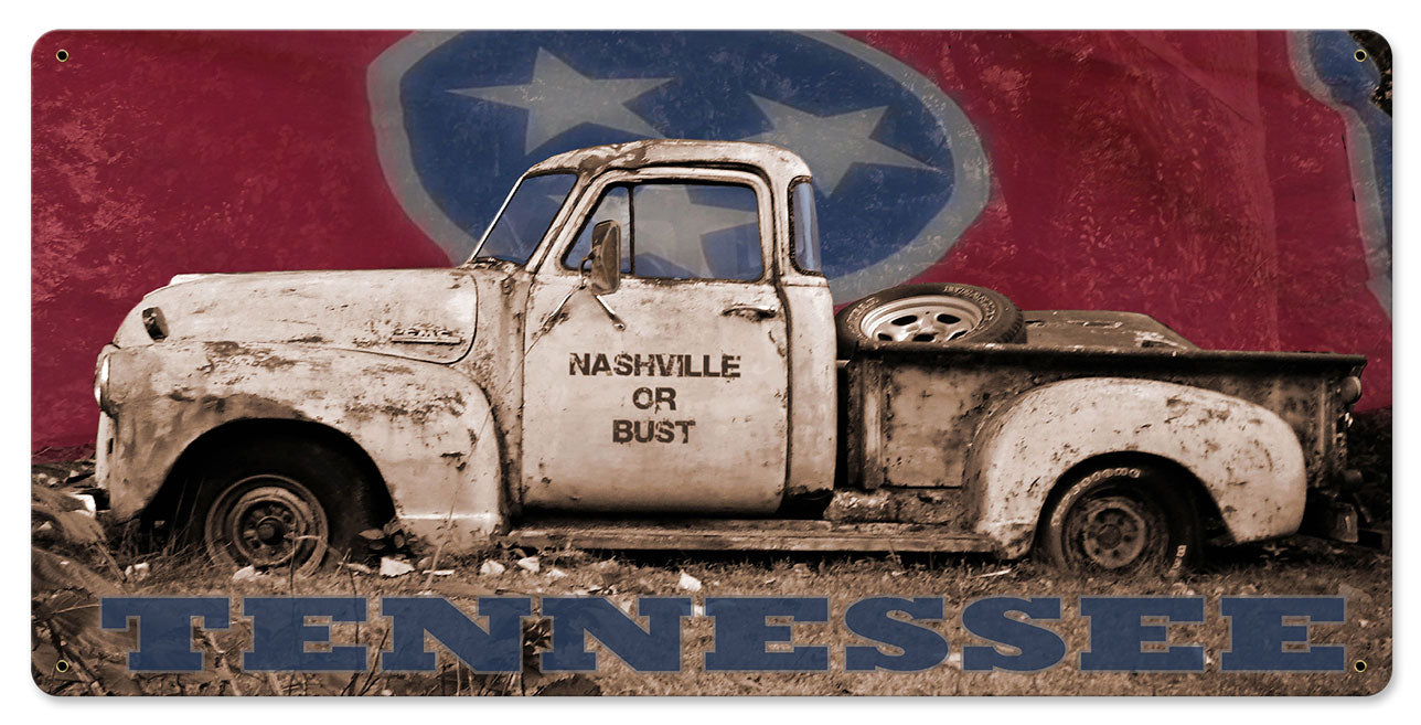 Nob Truck Flag Vintage Sign, Automotive, Metal Sign, Wall Art, 24 X 12 Inches