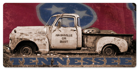 Nob Truck Flag Vintage Sign, Automotive, Metal Sign, Wall Art, 24 X 12 Inches