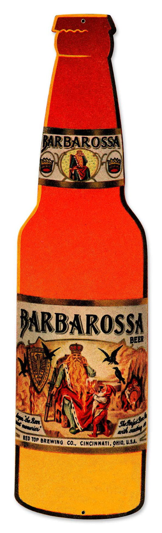 Barbarossa Beer Vintage Sign, Man Cave, Metal Sign, Wall Art, 7 X 26 Inches