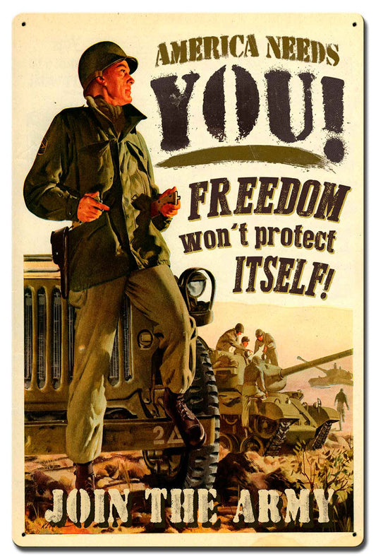 Join The Army Vintage Sign, Military, Metal Sign, Wall Art, 16 X 24 Inches
