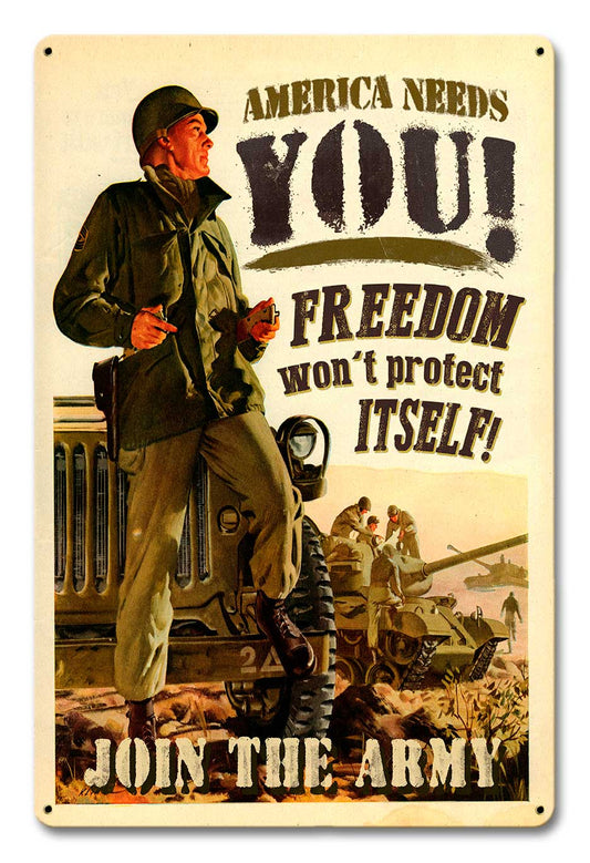 Join The Army Vintage Sign, Military, Metal Sign, Wall Art, 12 X 18 Inches