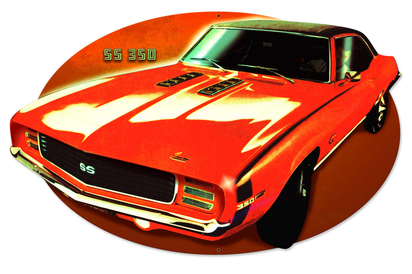 SS350 Cutout Vintage Sign, Automotive, Metal Sign, Wall Art, 29 X 18 Inches