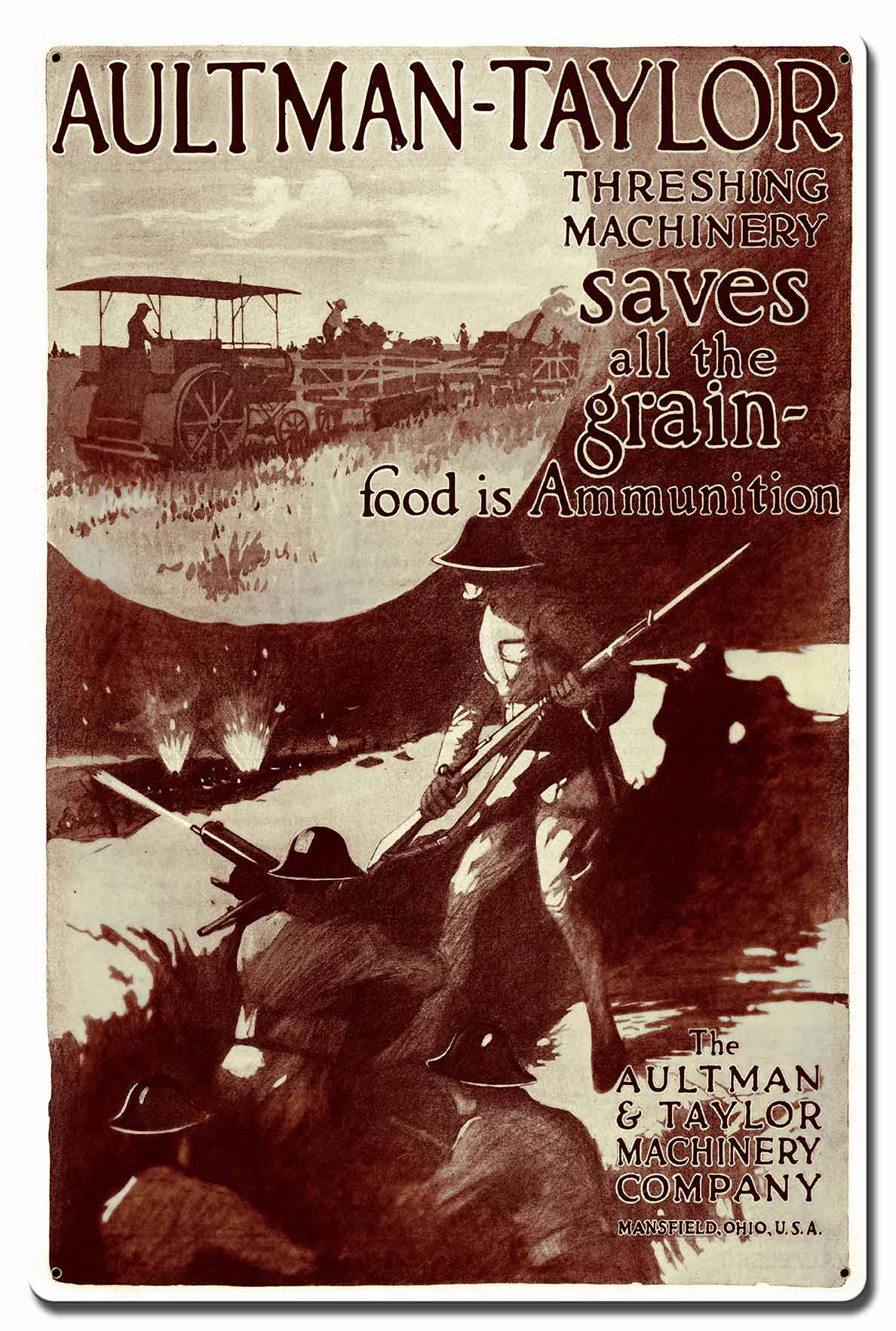 Aultman Taylor Tractor Vintage Sign, Automotive, Metal Sign, Wall Art, 16 X 24 Inches