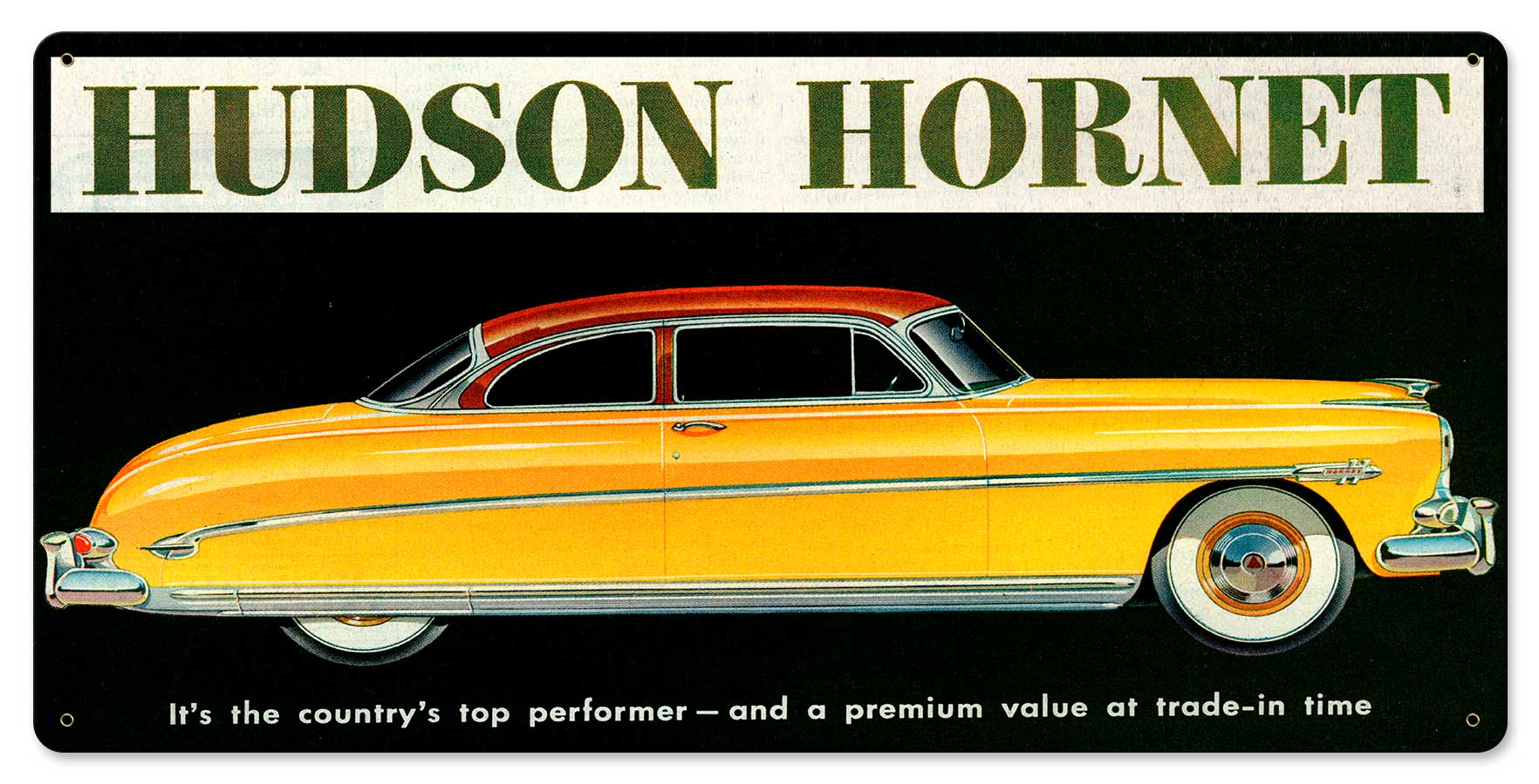 Hudson Hornet Vintage Sign, Automotive, Metal Sign, Wall Art, 24 X 12 Inches