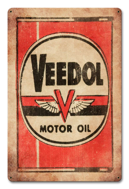 VEEDOL MOTOR OIL Vintage Sign, Automotive, Metal Sign, Wall Art, 12 X 18 Inches