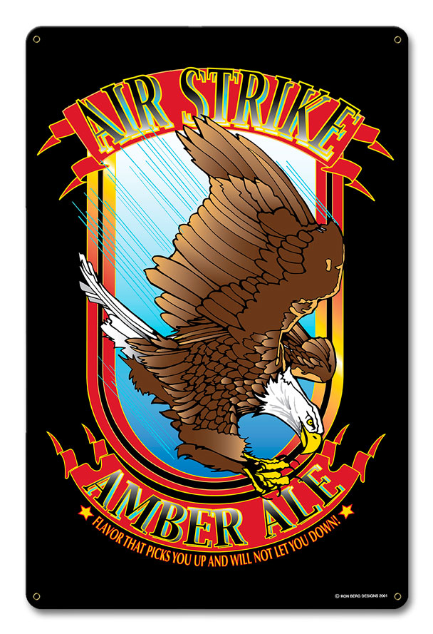 Airstrike Amber Ale, Man Cave, Metal Sign, Wall Art, 12 X 18 Inches