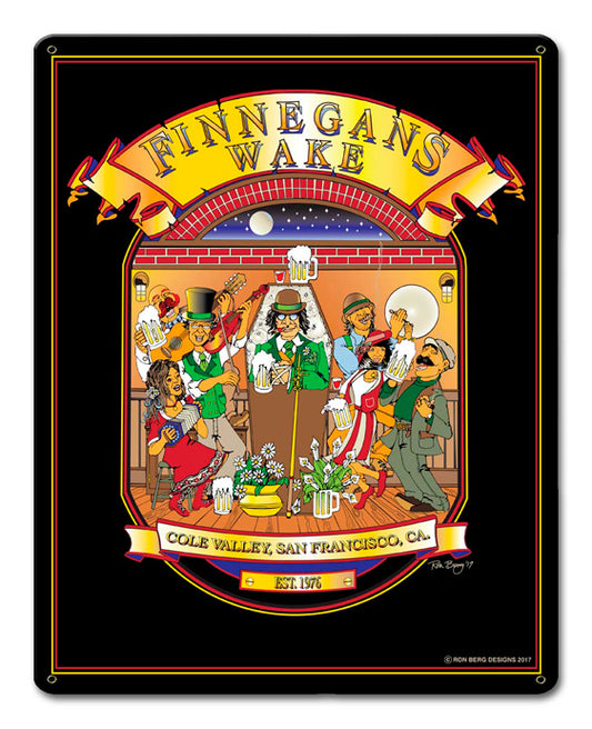 Finnegan's Wake Vintage Sign, Man Cave, Metal Sign, Wall Art, 12 X 15 Inches