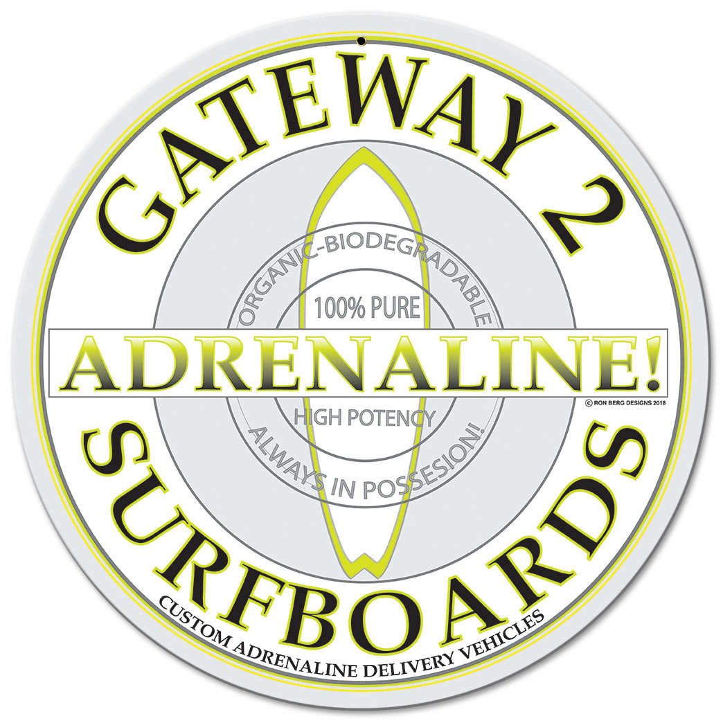 Gateway 2 Adrenaline Surfboards Vintage Sign, Ocean and Beach, Metal Sign, Wall Art, 14 X 14 Inches