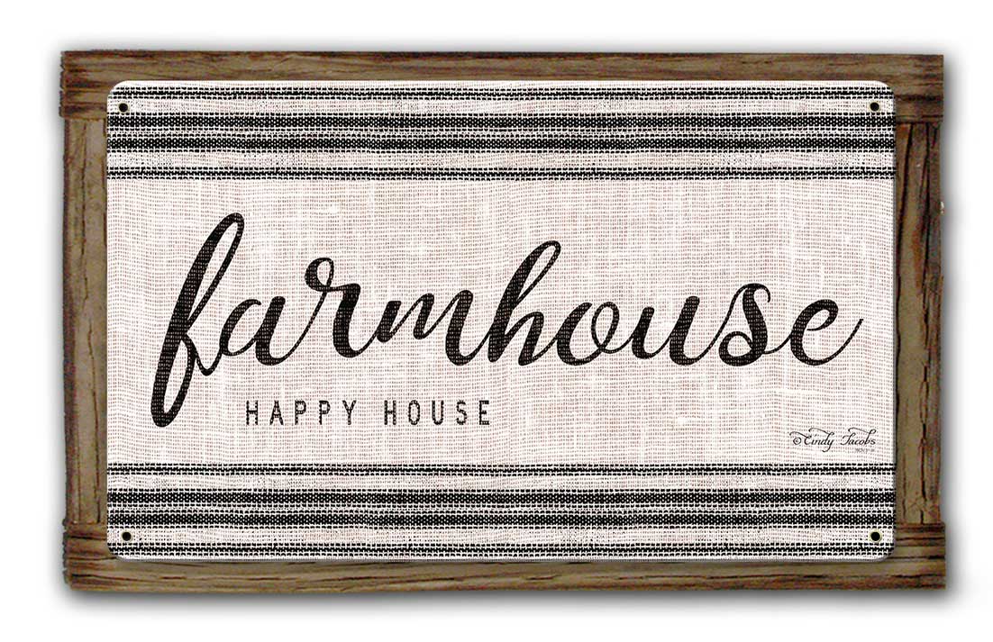 Farmhouse Wood Framed Vintage Sign, Home & Garden, Metal Sign, Wall Art, 16 X 10 Inches