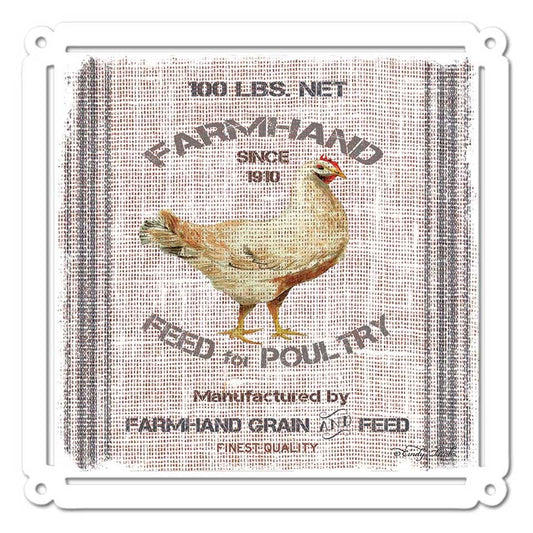 Grain Animal Chicken Vintage Sign, Home & Garden, Metal Sign, Wall Art, 17 X 17 Inches