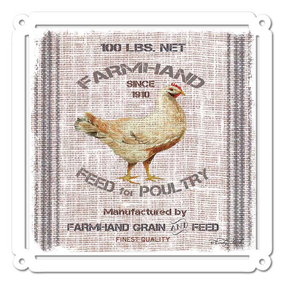 Grain Animal Chicken Vintage Sign, Home & Garden, Metal Sign, Wall Art, 24 X 24 Inches