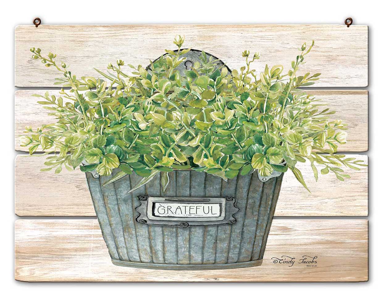 GAL Box 2D Gratefdul Vintage Sign, Home & Garden, Metal Sign, Wall Art, 25 X 19 Inches
