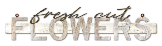 Sign Floral Fresh Cut Flowers Vintage Sign, Home & Garden, Metal Sign, Wall Art, 19 X 5 Inches