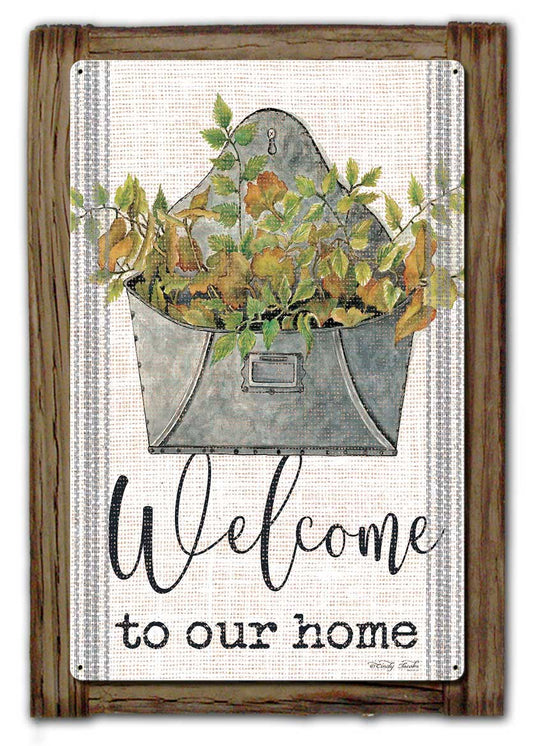 GAL Welcome Wood Framed Vintage Sign, Home & Garden, Metal Sign, Wall Art, 18 X 26 Inches