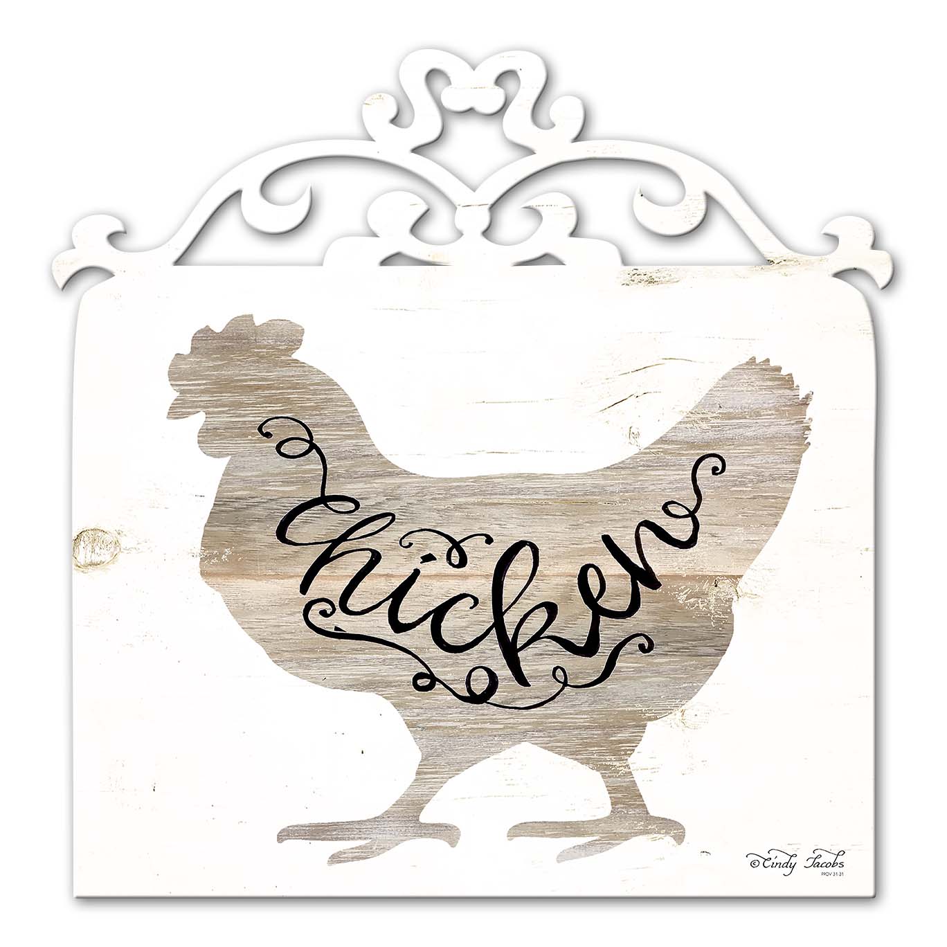 White Chicken Vintage Sign, Home & Garden, Metal Sign, Wall Art, 25 X 25 Inches