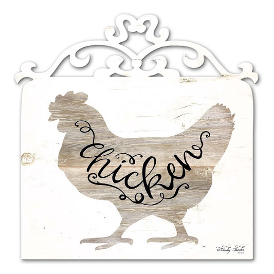 White Chicken Vintage Sign, Home & Garden, Metal Sign, Wall Art, 25 X 25 Inches
