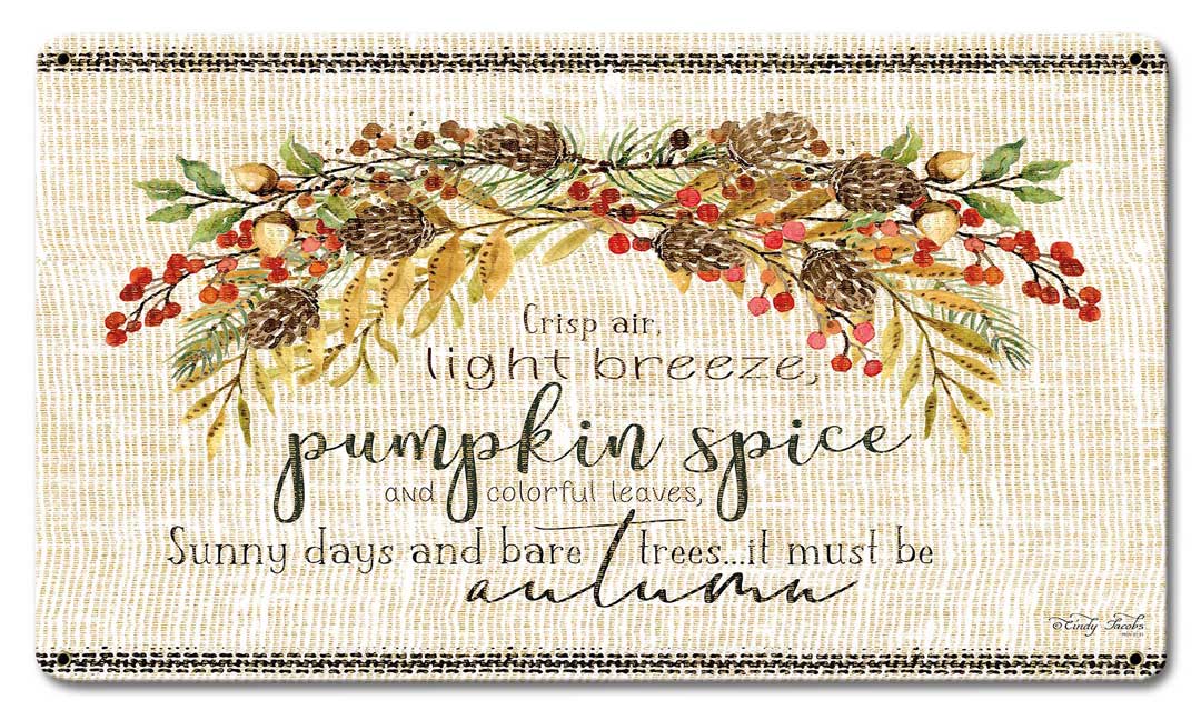 Wood Grain Fall Crisp Air Vintage Sign, Home & Garden, Metal Sign, Wall Art, 24 X 14 Inches