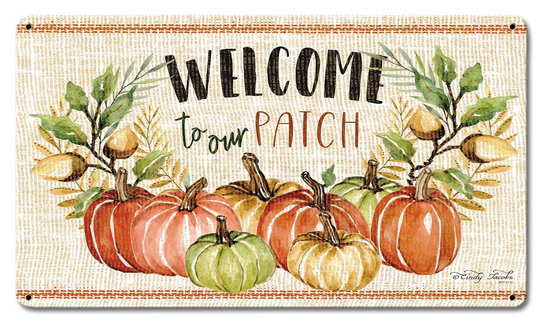 Wood Grain Fall Welcome Vintage Sign, Home & Garden, Metal Sign, Wall Art, 24 X 14 Inches