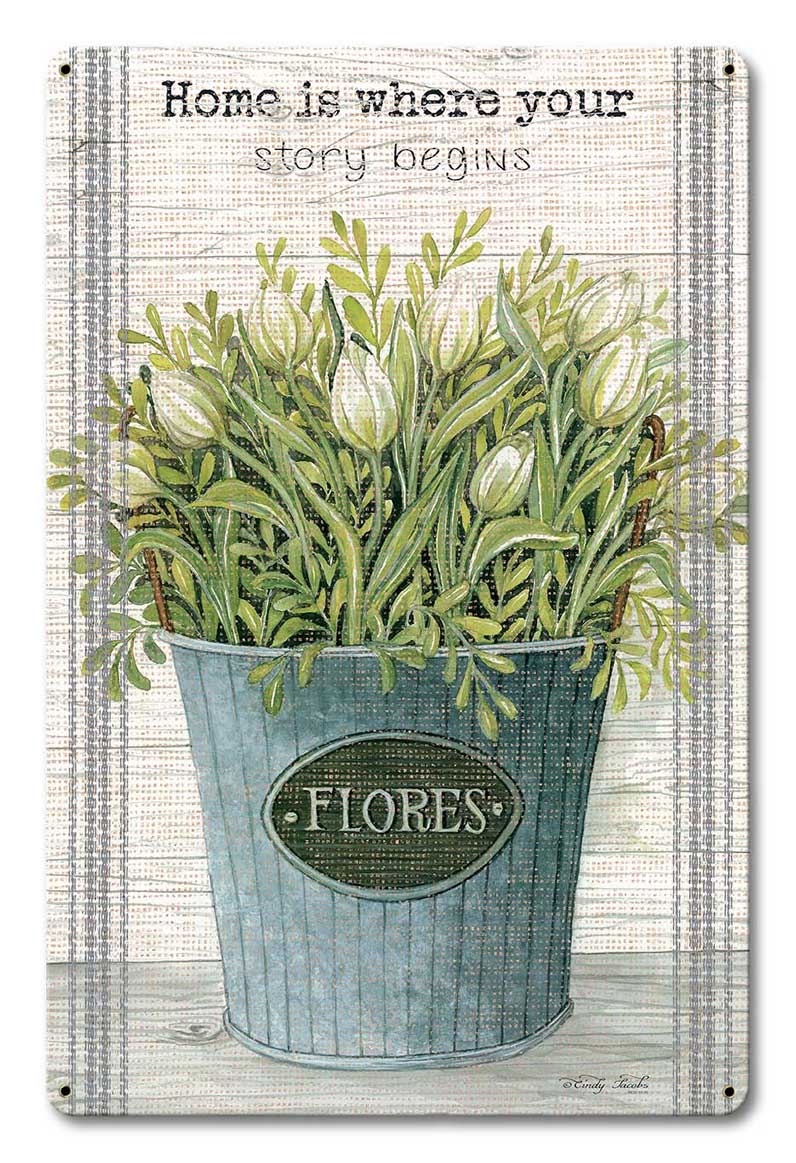 Wood Grain GAL Home Is Where Vintage Sign, Home & Garden, Metal Sign, Wall Art, 12 X 18 Inches