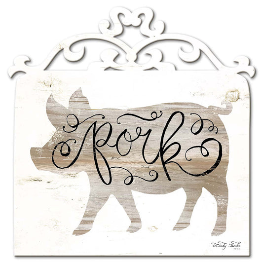 White Pork Vintage Sign, Home & Garden, Metal Sign, Wall Art, 17 X 17 Inches