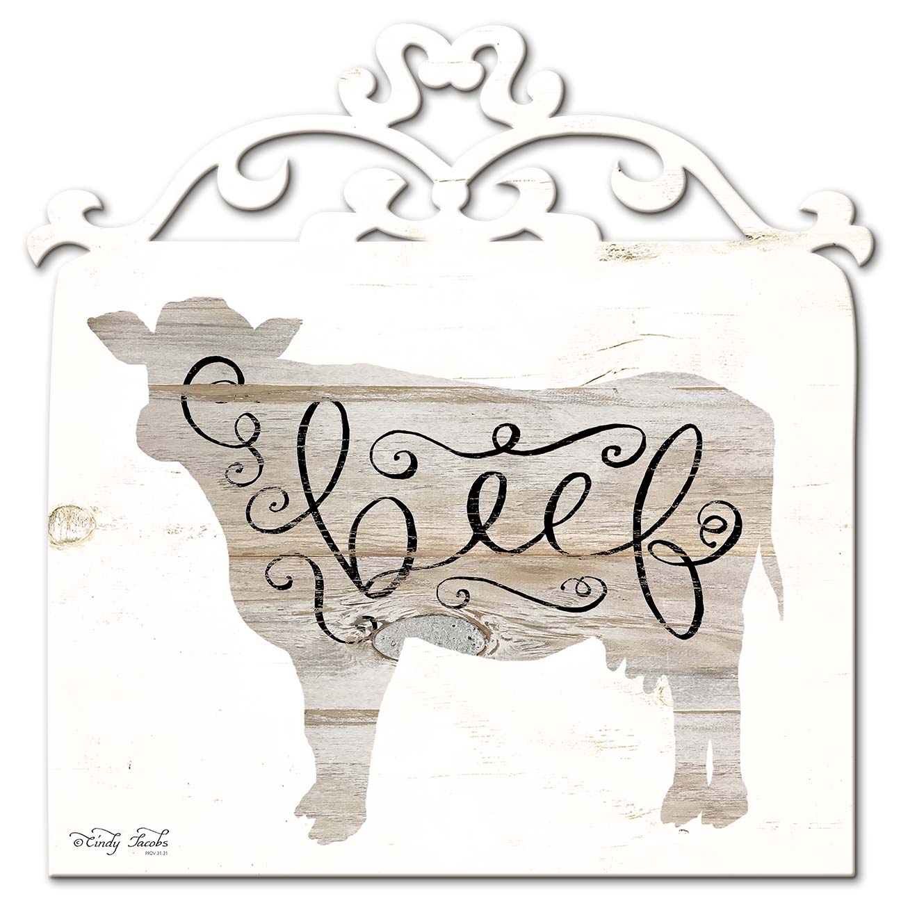 White Beef Vintage Sign, Barn and Country, Metal Sign, Wall Art, 25 X 25 Inches