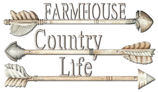 Arrows Farmhouse Country Life Vintage Sign, Home & Garden, Metal Sign, Wall Art, 28 X 16 Inches