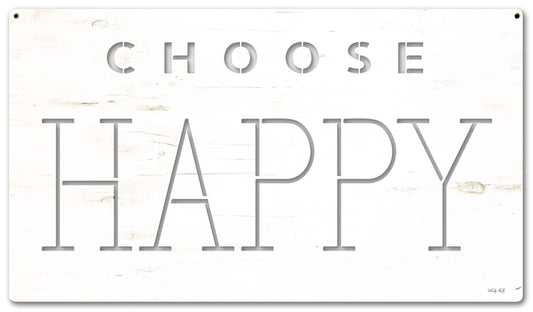 Choose Happy Vintage Sign, Home & Garden, Metal Sign, Wall Art, 28 X 16 Inches