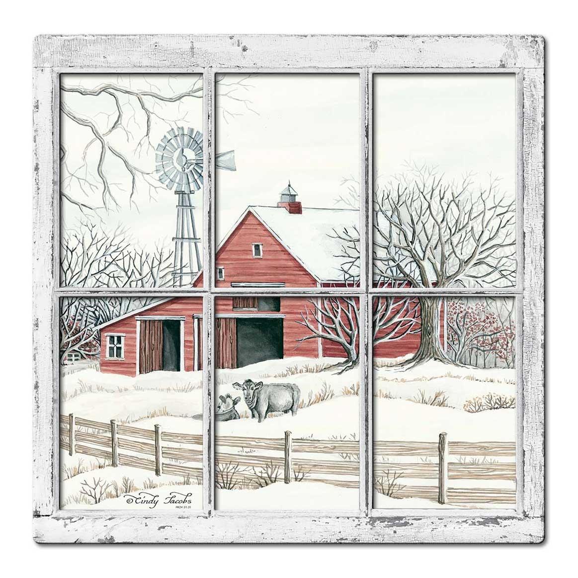 Winter Barn 10 3D Vintage Sign, Barn and Country, Metal Sign, Wall Art, 17 X 17 Inches