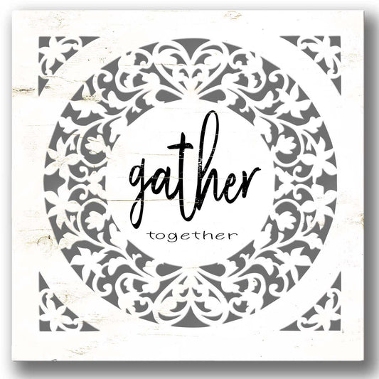 SQ CR Gather Together SHADOW BOX Plasma 17x17 Vintage Sign, Home & Garden, Metal Sign, Wall Art, 23 X 24 Inches