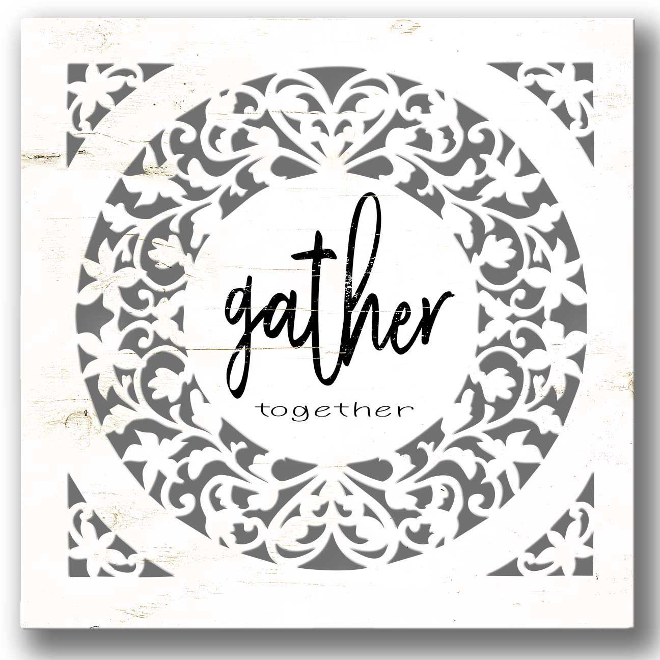 SQ CR Gather Together SHADOW BOX Plasma 24x24 Vintage Sign, Home & Garden, Metal Sign, Wall Art, 32 X 33 Inches