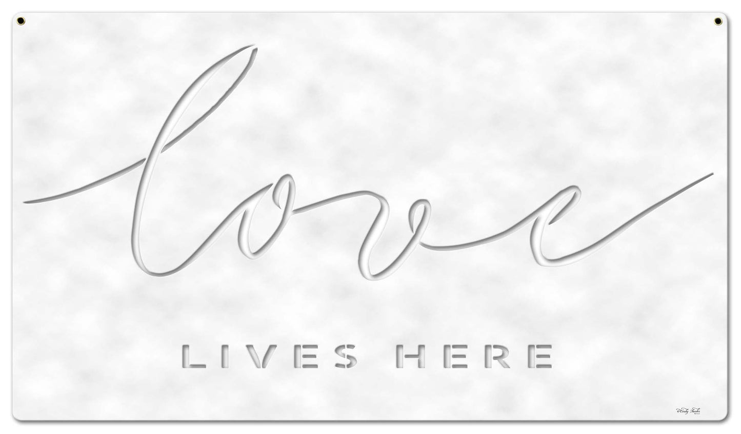 Love Lives Here Vintage Sign, Home & Garden, Metal Sign, Wall Art, 28 X 16 Inches