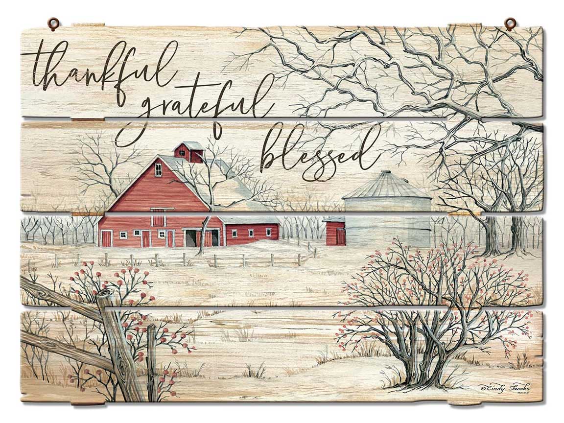Barn Red Thankful Grateful Vintage Sign, Home & Garden, Metal Sign, Wall Art, 19 X 14 Inches