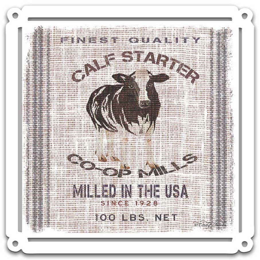 Grain Animal COW Vintage Sign, Home & Garden, Metal Sign, Wall Art, 24 X 24 Inches