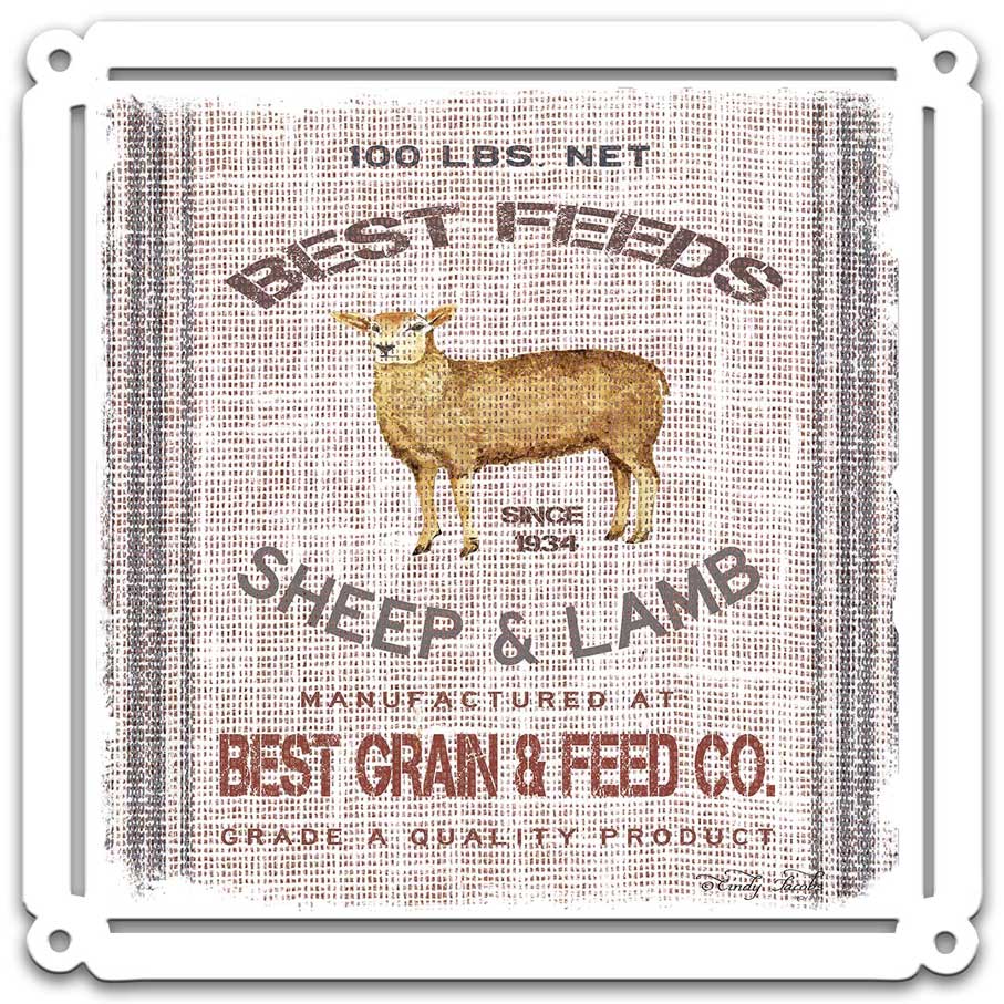 Grain Animal Sheep Vintage Sign, Home & Garden, Metal Sign, Wall Art, 24 X 24 Inches