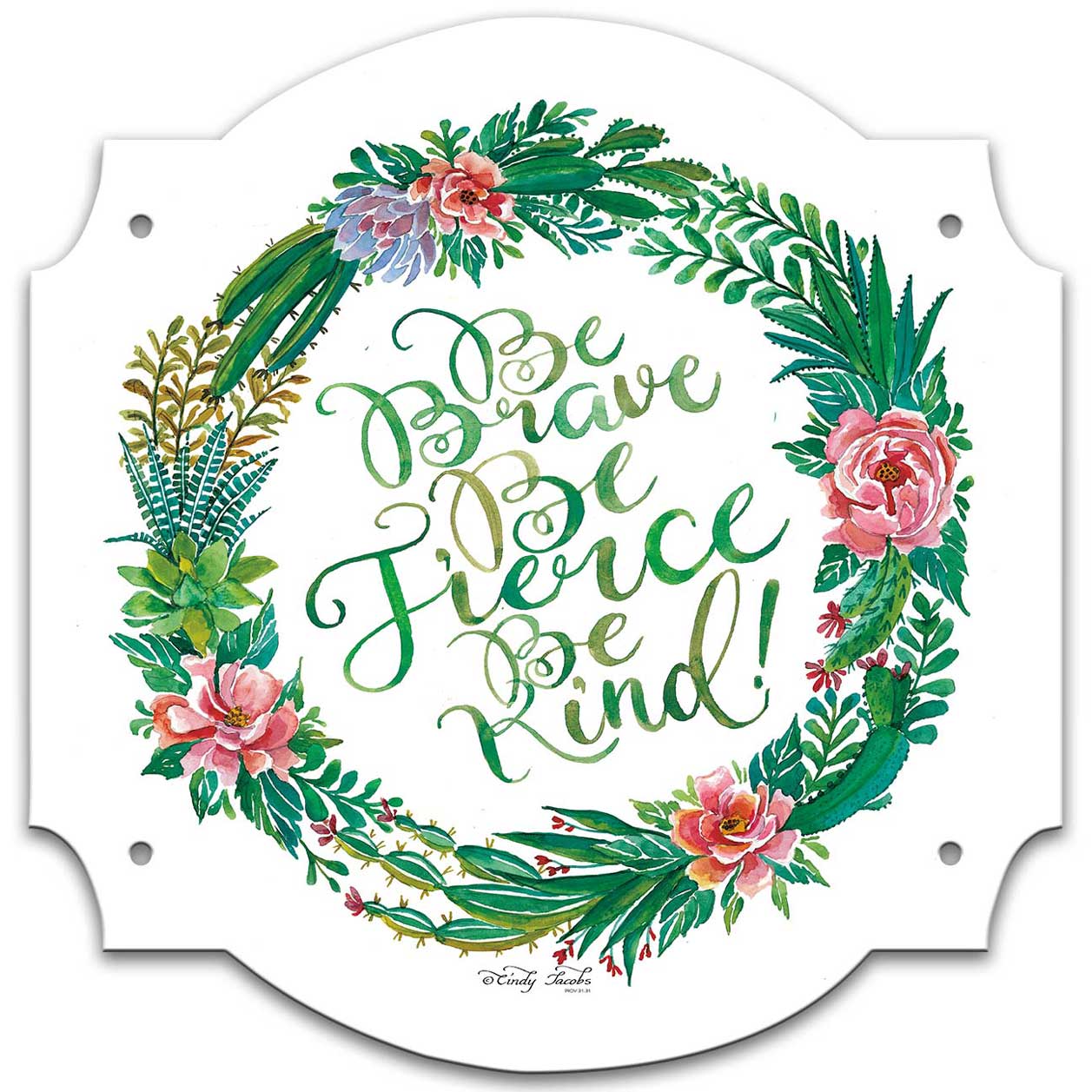 Succulent Be Brave SQ Vintage Sign, Home & Garden, Metal Sign, Wall Art, 24 X 24 Inches