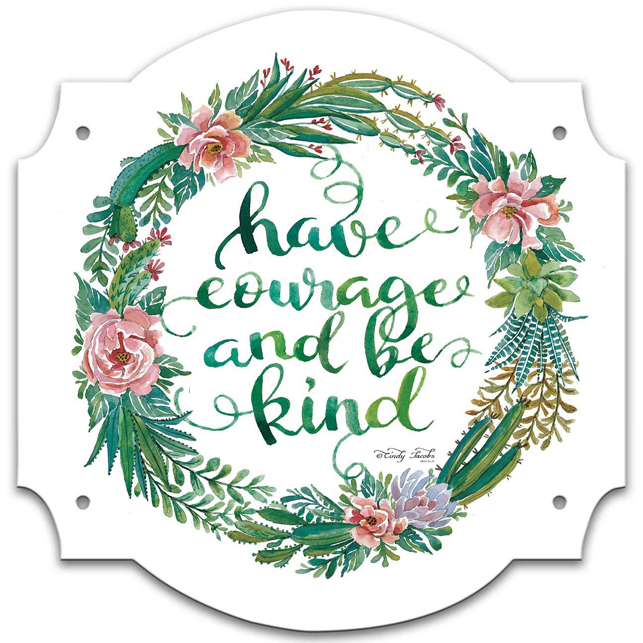 Succulent Have Courage SQ Vintage Sign, Home & Garden, Metal Sign, Wall Art, 24 X 24 Inches
