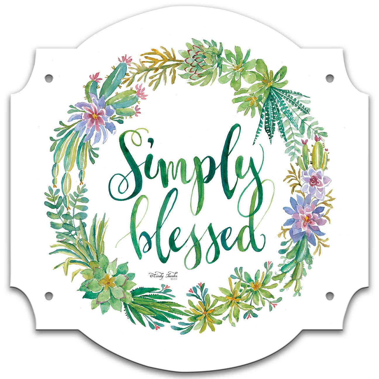 Succulent Simply Blessed SQ Vintage Sign, Home & Garden, Metal Sign, Wall Art, 17 X 17 Inches