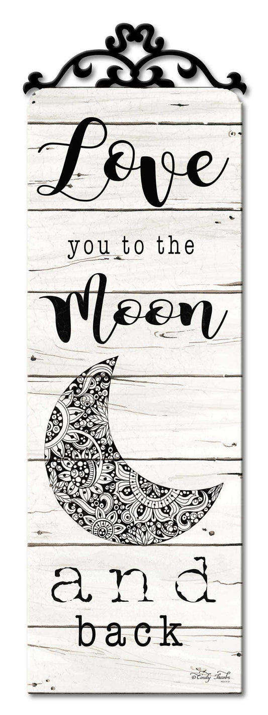 WHITE I Love You Moon SK Vintage Sign, Home & Garden, Metal Sign, Wall Art, 10 X 30 Inches